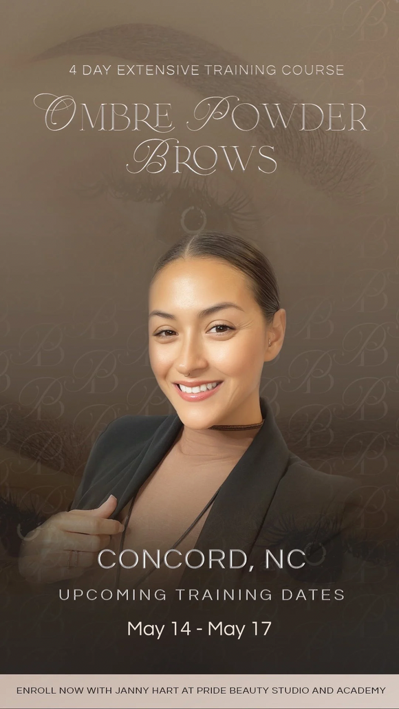 4 DAY NC MAY 14th - May 17th  THE ART OF OMBRE BROWS WITH BONUS TRAINING CORRECTION BROWS ONLINE TRAINING