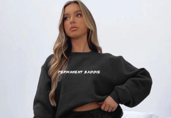 PERMANENT BADDIE Fleece Top Sweatshirt